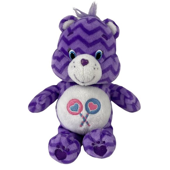 Care Bears Share Bear 9" Plush Stuffed Animal Purple Lollipop Just Play TCFC - Picture 1 of 8